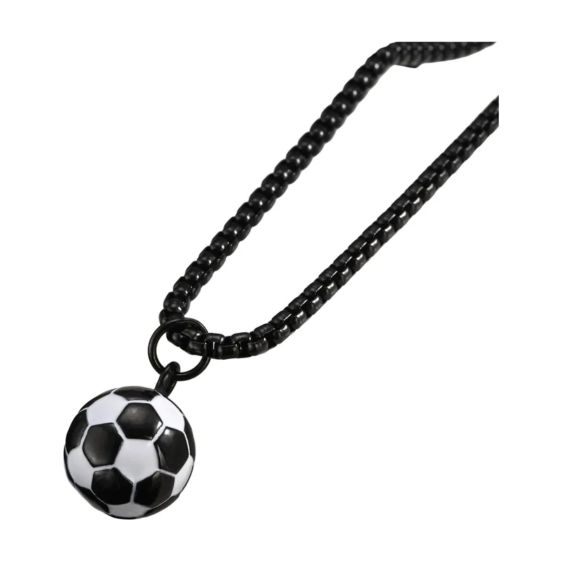 Collier Pendentif Football 3D, Acier Inoxydable