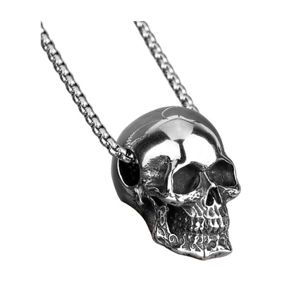 Totenkopf Anhänger mit Panzerkette, Edelstahl