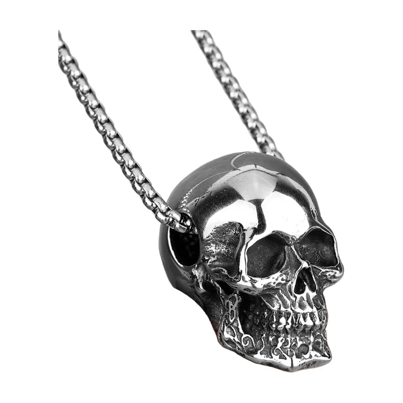 Totenkopf Anhänger mit Panzerkette, Edelstahl