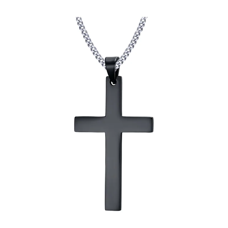 Collier Croix avec Chaîne Gourmette, Acier Inoxydable