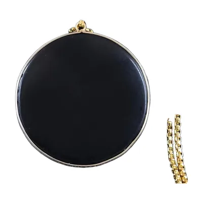 Kreisförmiger Obsidian-Anhänger mit Boxkette, Edelstahl