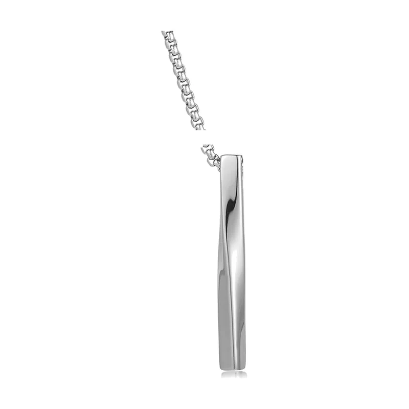 Collier Pendentif Barre Rectangulaire, Acier Inoxydable