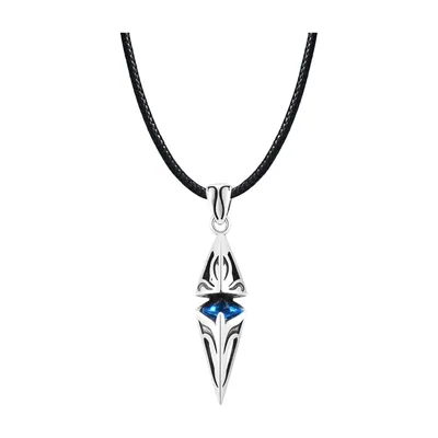 Geometrischer Shard-Anhänger mit blauem Stein, Edelstahl
