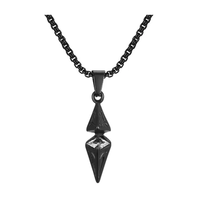 Geometrischer Würfel-Anhänger mit Zirkonia, Edelstahl