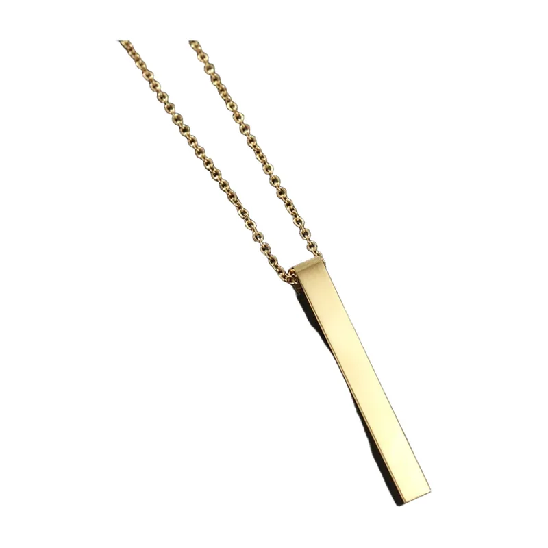 Collier Pendentif Barre Rectangulaire, Acier Inoxydable
