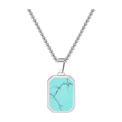Geometrischer Kompass-Anhänger mit blauem Stein, Edelstahl