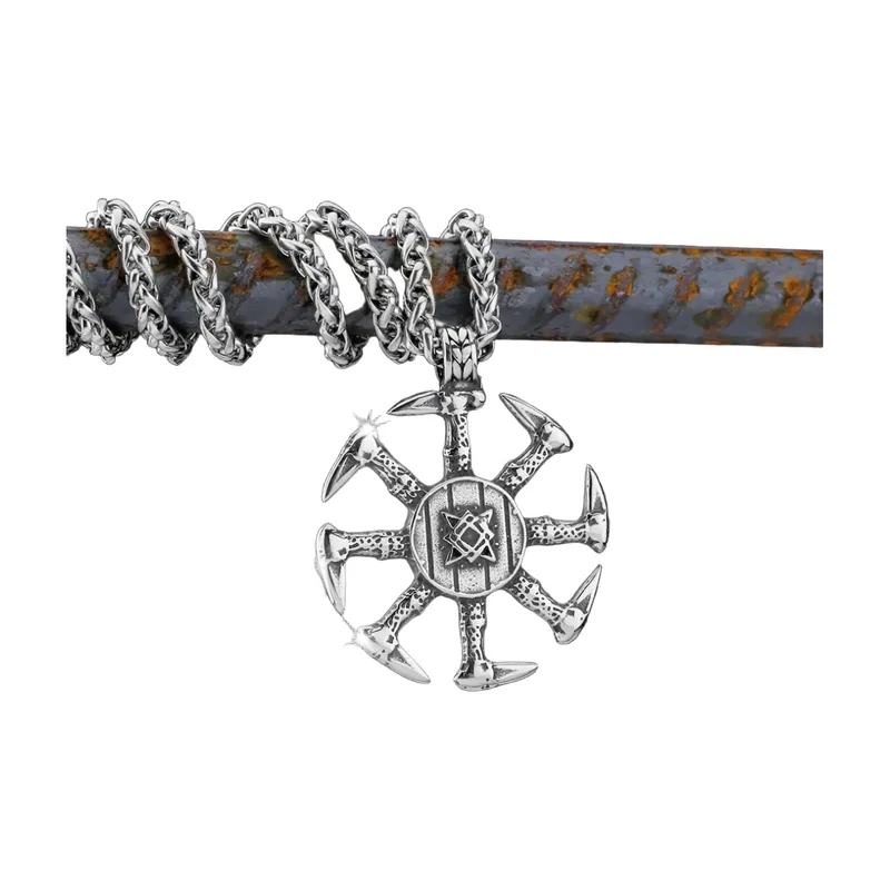 Rotating Yggdrasil Tree of Life Pendant with Rope Chain, Stainless Steel