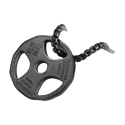 Hantelscheiben-Anhänger mit Kugelkette, Edelstahl