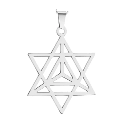 Collana con Ciondolo Stella Merkaba e Catena, Acciaio Inossidabile