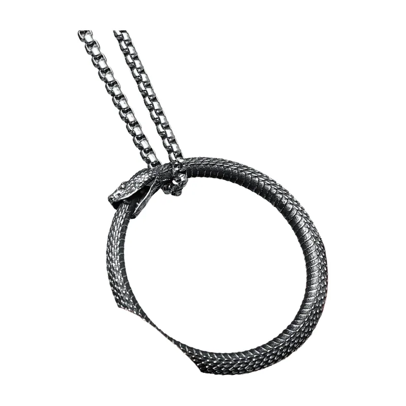 Ouroboros Schlangen-Anhänger mit Panjerkette, Edelstahl