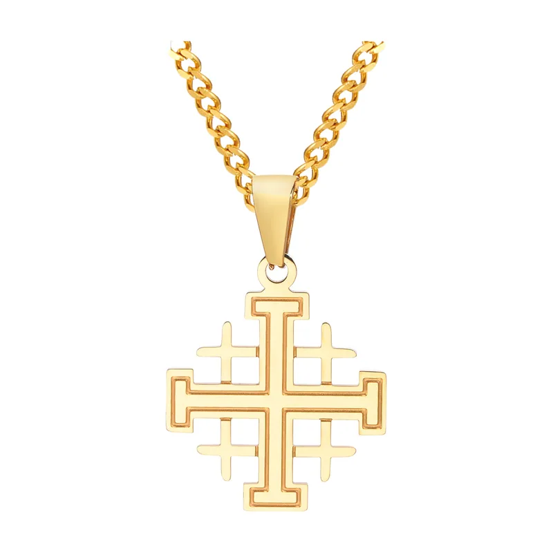 Pendente Croce Geometrica con Catena, Acciaio Inossidabile