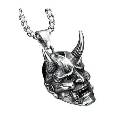 Colgante de Máscara Oni Guerrero con Cadena, Acero Inoxidable