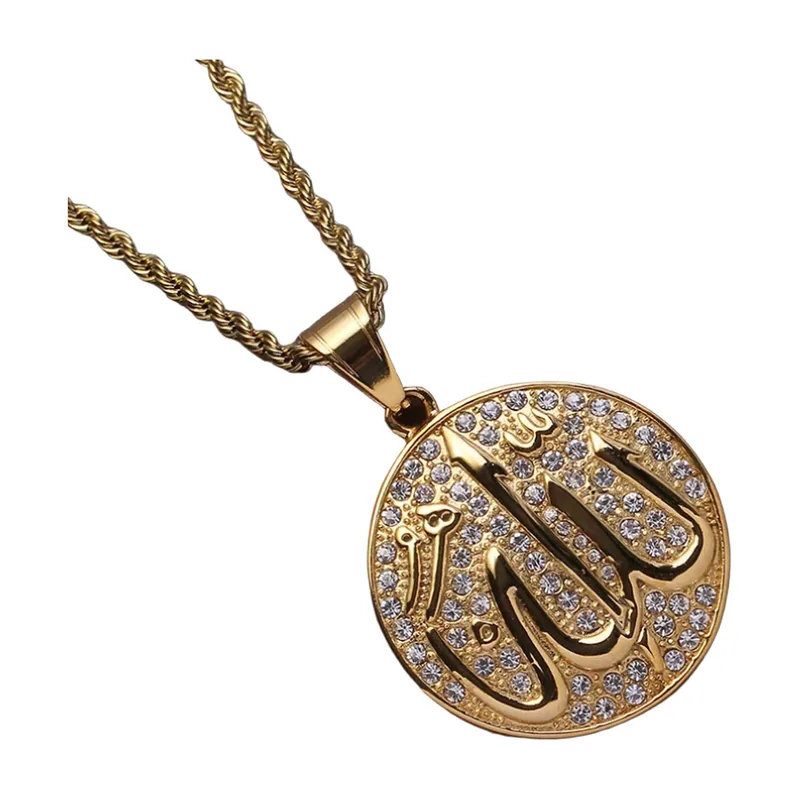 Allah Medallion Pendant with Rope Chain, Stainless Steel