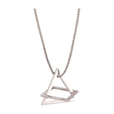 Pendente Triangolo Invertito Geometrico con Catena a Palline, Acciaio Inossidabile