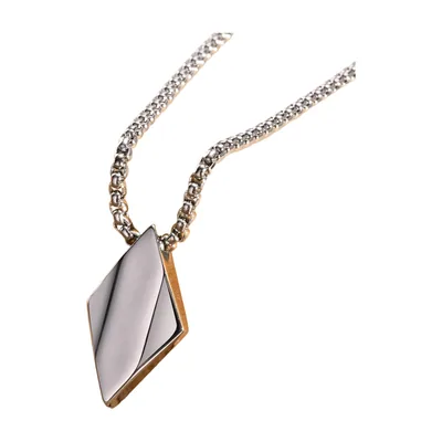 Collier Pendentif Rhombe Géométrique, Acier Inoxydable
