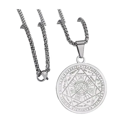 Colgante del Sello de Salomón con Cadena, Acero Inoxidable
