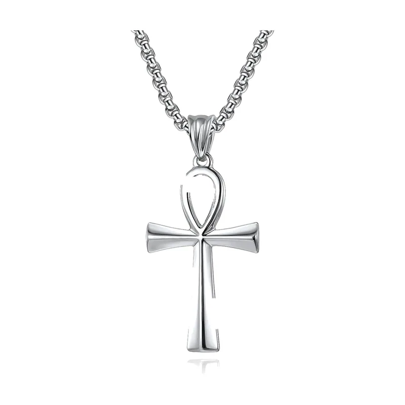 Ägyptisches Ankh Kreuz Anhänger mit Kette, 316L Edelstahl