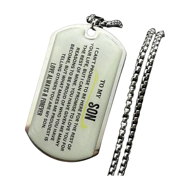 Colgante Dog Tag con Mensaje 'Te Quiero', Acero Inoxidable