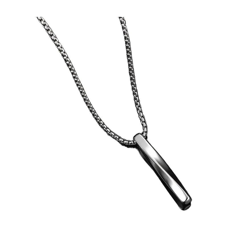 Rectangular Bar Pendant Necklace, Stainless Steel