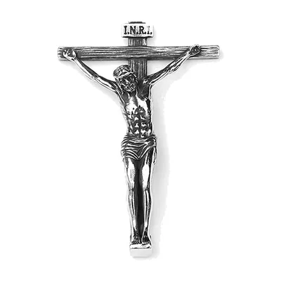 Collana con Crocifisso e Figura di Gesù, Acciaio Inossidabile