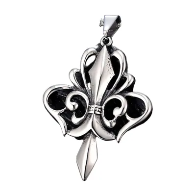 Fleur-de-Lis Anhänger mit Kette, 316L Edelstahl