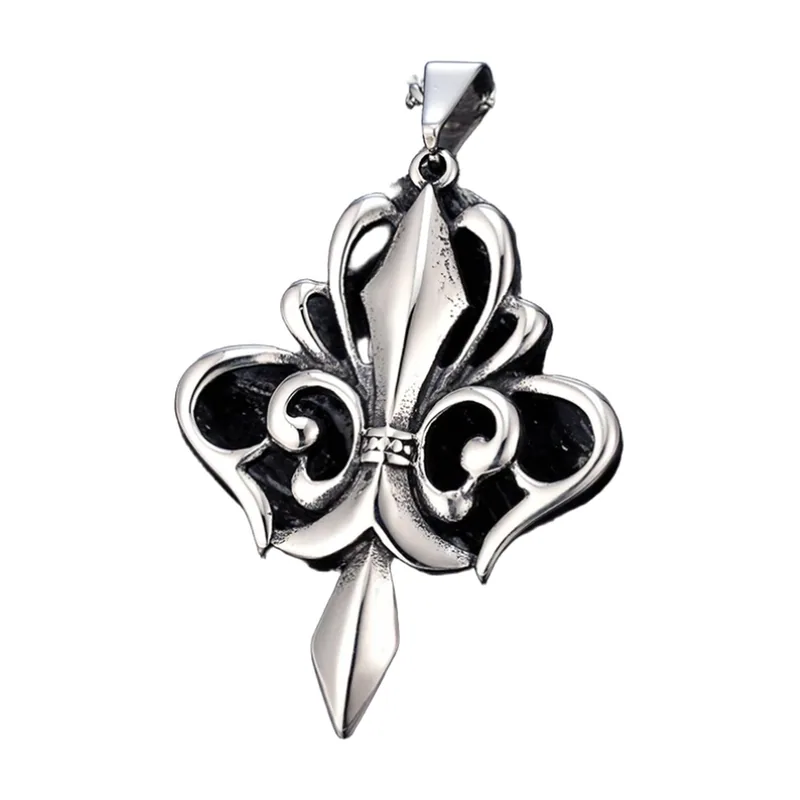 Collana con Pendente Fleur de Lis, Acciaio Inossidabile 316L