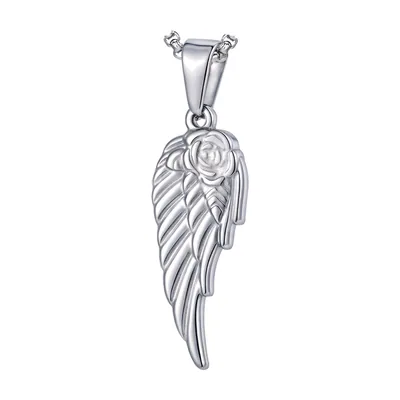 Pendentif Aile d'Ange avec Chaîne Gourmette, Acier Inoxydable 316L