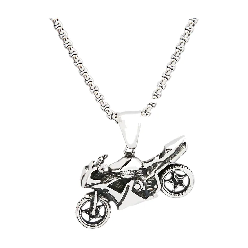 Collana con Pendente a Moto e Catena, Acciaio Inossidabile