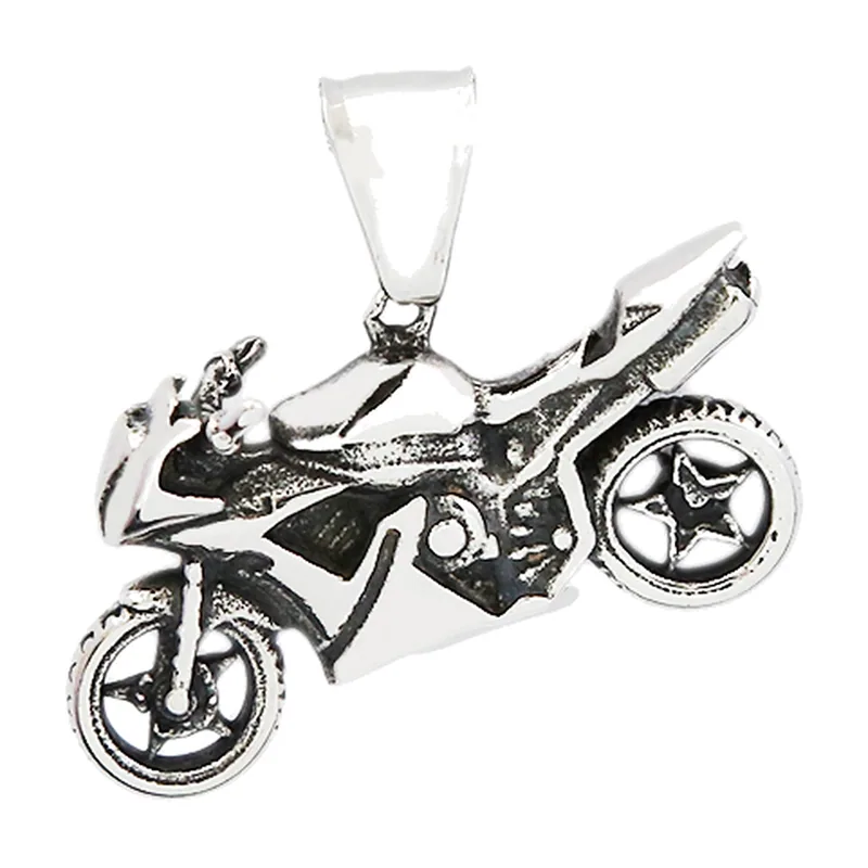 Collana con Pendente Moto e Catena, Acciaio Inossidabile