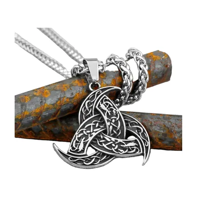 Celtic Knot Triquetra Pendant with Curb Chain, Stainless Steel