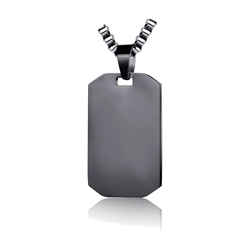 Geometrischer Dog Tag Anhänger mit Kette, Edelstahl 316L