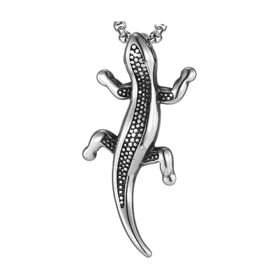Gecko Eidechsen-Anhänger mit Panzerkette, Edelstahl