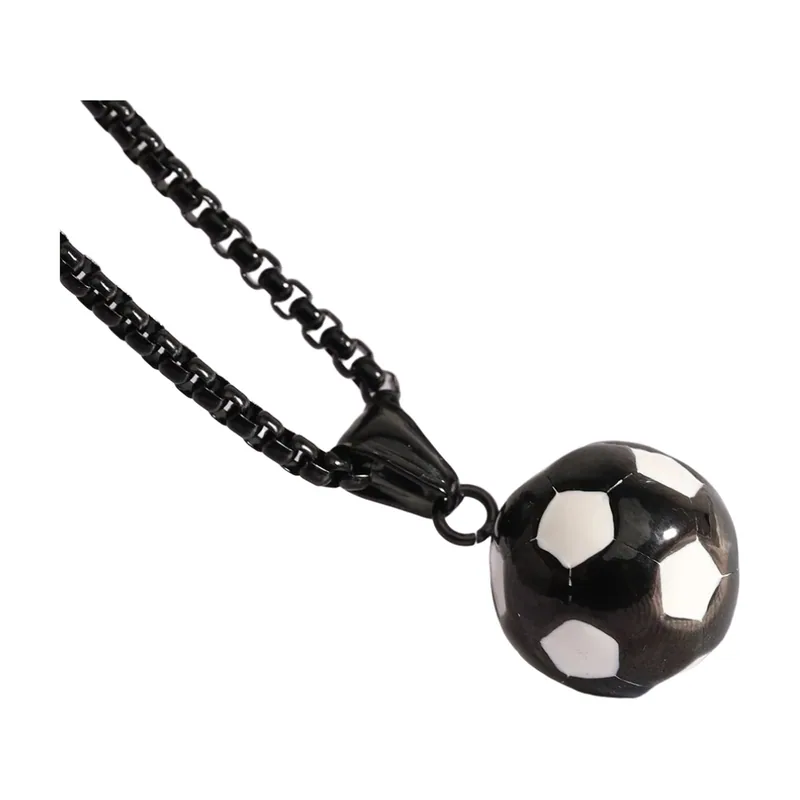 Colgante de Fútbol con Cadena a Juego, Acero Inoxidable