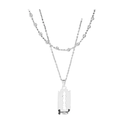 Razor Blade Pendant with Cable Chain, 316L Stainless Steel