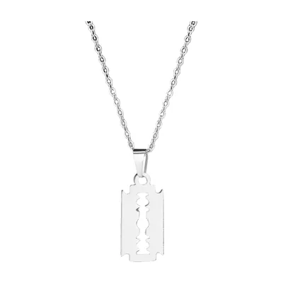 Razor Blade Pendant Necklace, 316L Stainless Steel