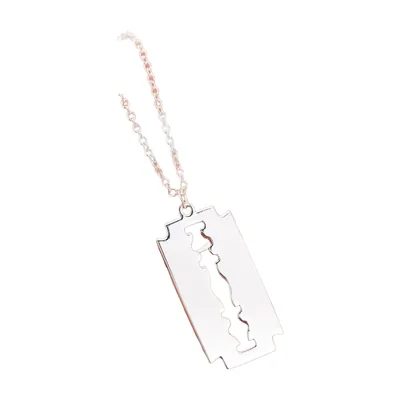 Razor Blade Pendant with Cable Chain, Stainless Steel