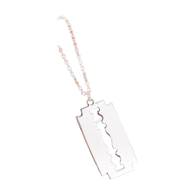 Colgante de Cuchilla de Afeitar con Cadena, Acero Inoxidable