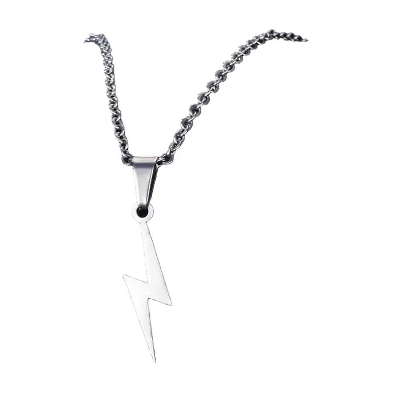 Collana con Pendente a Fulmine e Catena, Acciaio Inox