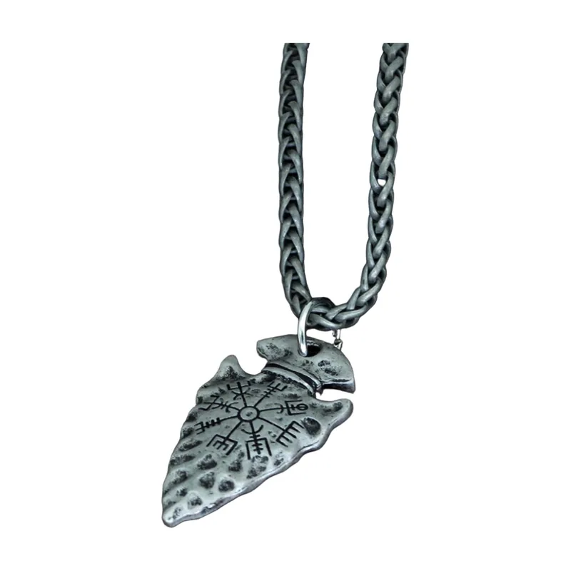 Vegvisir Wikinger Kompass Anhänger mit Runenkette, Edelstahl