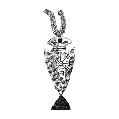Colgante de Lanza Vikinga con Vegvisir y Runas, Acero Inoxidable