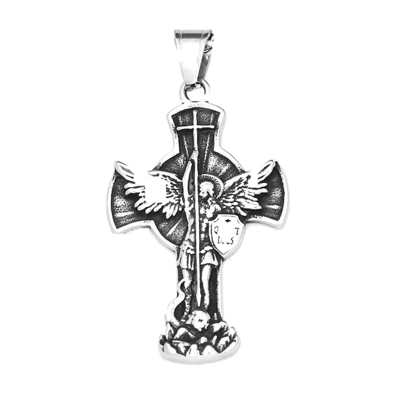 Erzengel Michael Kreuzanhänger mit Edelstahlkette