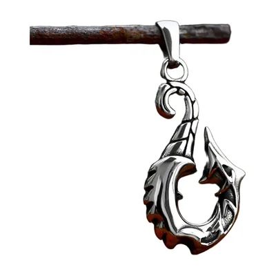 Viking Hook Pendant Necklace, 316L Stainless Steel