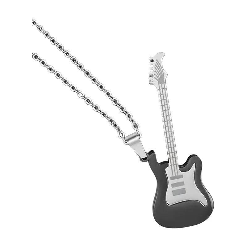 Collier Pendentif Guitare Électrique, Acier Inoxydable