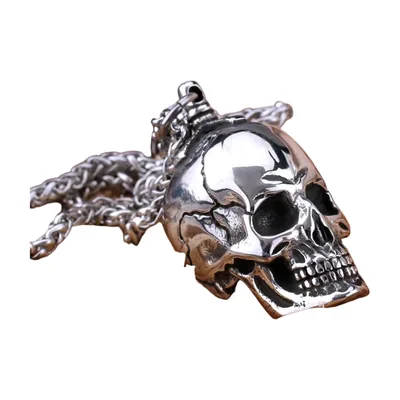 Totenkopf Anhänger mit Panzerkette, 316L Edelstahl
