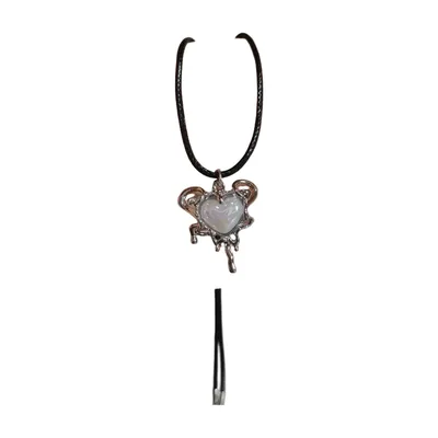 Sun Pendant Necklace with White Stone, 316L Stainless Steel