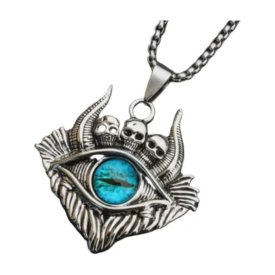 Evil Eye und Totenkopf Anhänger mit blauem Stein, Edelstahl