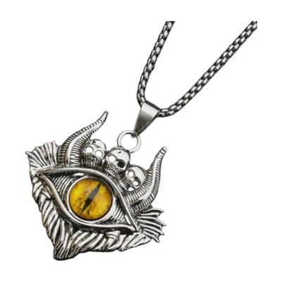 Herren Anhänger mit Bösem Auge und Totenkopf, Edelstahl
