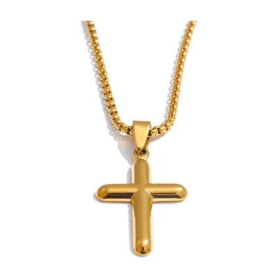Colgante de Cruz con Cadena de Bolas, Acero Inoxidable 316L