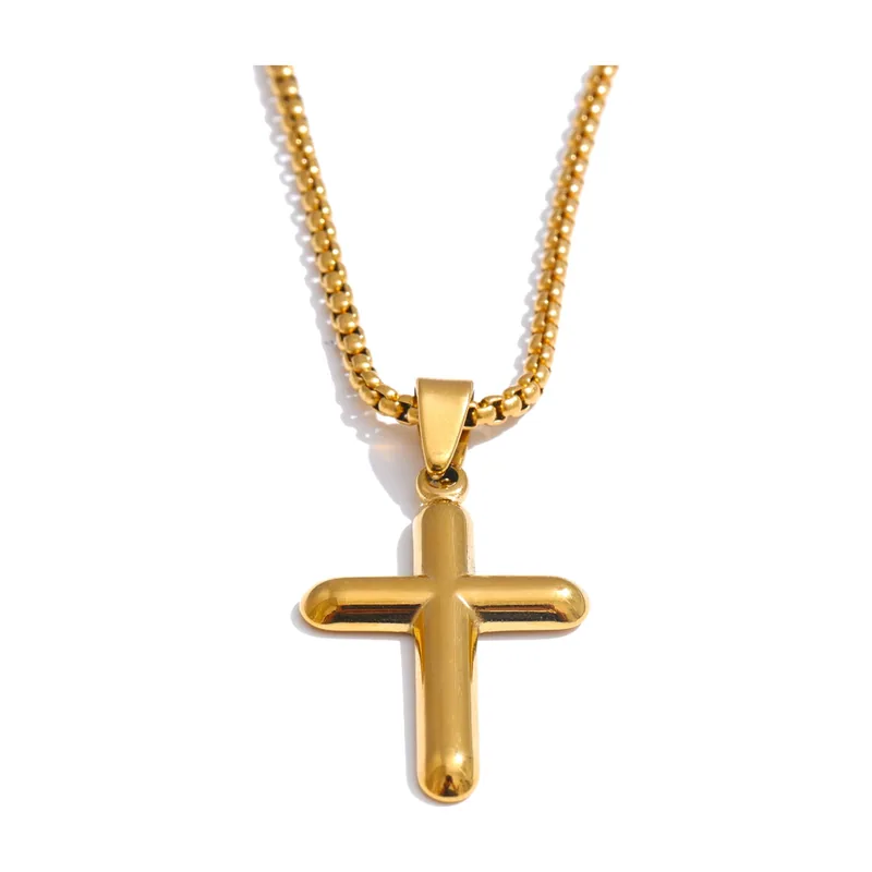 Colgante de Cruz con Cadena de Bolas, Acero Inoxidable 316L
