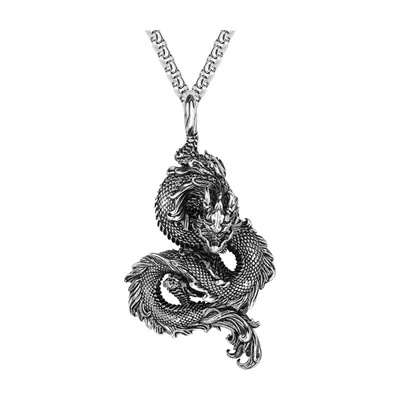 Chinesischer Drachen Anhänger mit Panjerkette, Edelstahl